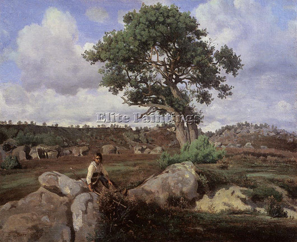 JEAN-BAPTISTE-CAMILLE COROT FONTAINEBLEAU THE RAGING ONE ARTIST PAINTING CANVAS