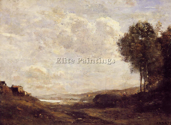 JEAN-BAPTISTE-CAMILLE COROT LANDSCAPE BY THE LAKE ARTIST PAINTING REPRODUCTION