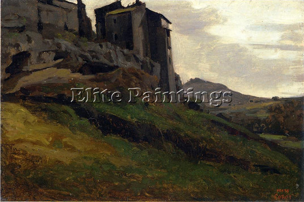 JEAN-BAPTISTE-CAMILLE COROT MARINO LARGE BUILDINGS ON THE ROCKS ARTIST PAINTING