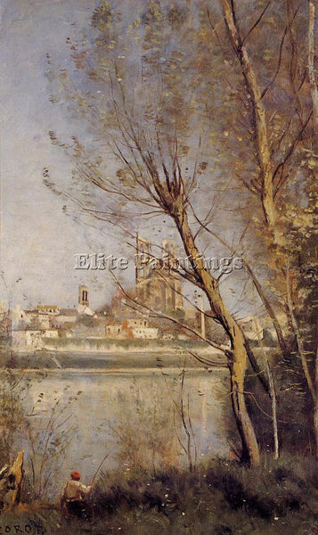 JBAPTISTE-CAMILLE COROT NANTES CATHEDRAL AND CITY SEEN THROUTH TREES OIL CANVAS