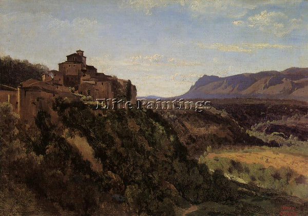 JEAN-BAPTISTE-CAMILLE COROT PAPIGNO BUILDINGS OVERLOOKING THE VALLEY OIL CANVAS