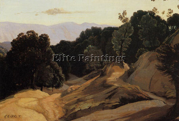 JEAN-BAPTISTE-CAMILLE COROT ROAD THROUGH WOODED MOUNTAINS ARTIST PAINTING CANVAS