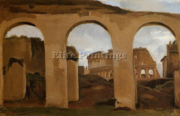 CAMILLE COROT ROME COLISEUM SEEN THROUGH ARCHES BASILICA OF CONSTANTINE PAINTING