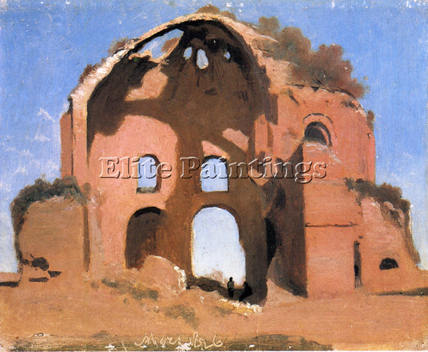 JEAN-BAPTISTE-CAMILLE COROT TEMPLE OF MINERVA MEDICA ROME ARTIST PAINTING CANVAS