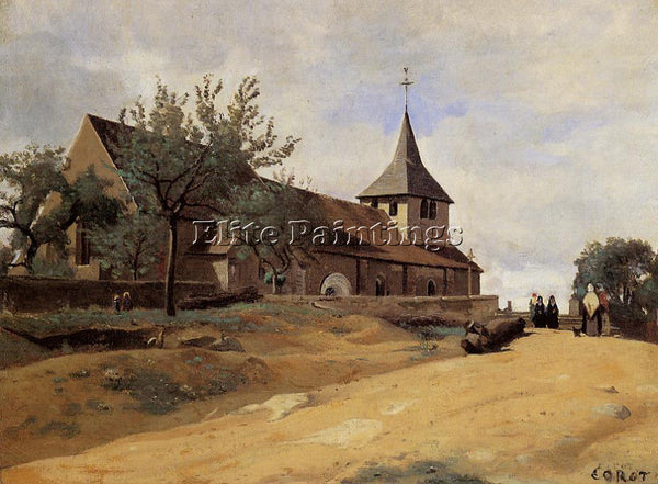 JEAN-BAPTISTE-CAMILLE COROT THE CHURCH AT LORMES ARTIST PAINTING HANDMADE CANVAS