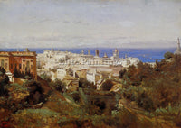 JEAN-BAPTISTE-CAMILLE COROT VIEW OF GENOA FROM PROMENADE OF ACQUA SOLA PAINTING