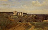 JEAN-BAPTISTE-CAMILLE COROT VIEW OF PIERREFONDS ARTIST PAINTING REPRODUCTION OIL