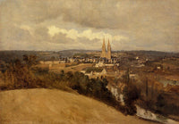 JEAN-BAPTISTE-CAMILLE COROT VIEW OF SAINT LO ARTIST PAINTING HANDMADE OIL CANVAS