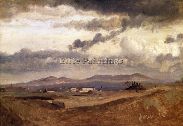 JEAN-BAPTISTE-CAMILLE COROT VIEW OF THE ROMAN CAMPAGNA ARTIST PAINTING HANDMADE