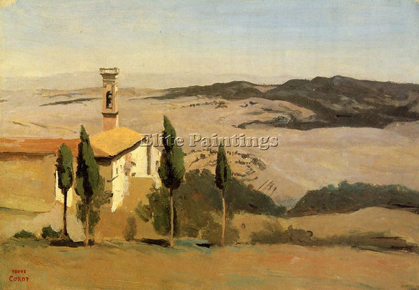 JEAN-BAPTISTE-CAMILLE COROT VOLTERRA CHURCH AND BELL TOWER ARTIST PAINTING REPRO
