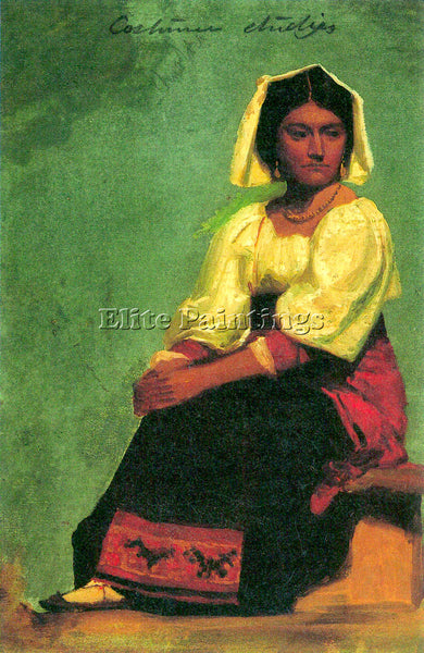 BIERSTADT COSTUME STUDY OF A SEATED WOMAN ARTIST PAINTING REPRODUCTION HANDMADE