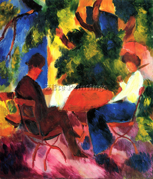 MACKE COUPLE AT THE GARDEN TABLE ARTIST PAINTING REPRODUCTION HANDMADE OIL REPRO