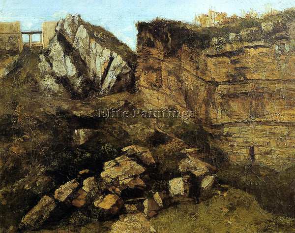 GUSTAVE COURBET CRUMBLING ROCKS ARTIST PAINTING REPRODUCTION HANDMADE OIL CANVAS