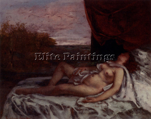 GUSTAVE COURBET FEMME NUE ENDORMIE ARTIST PAINTING REPRODUCTION HANDMADE OIL ART