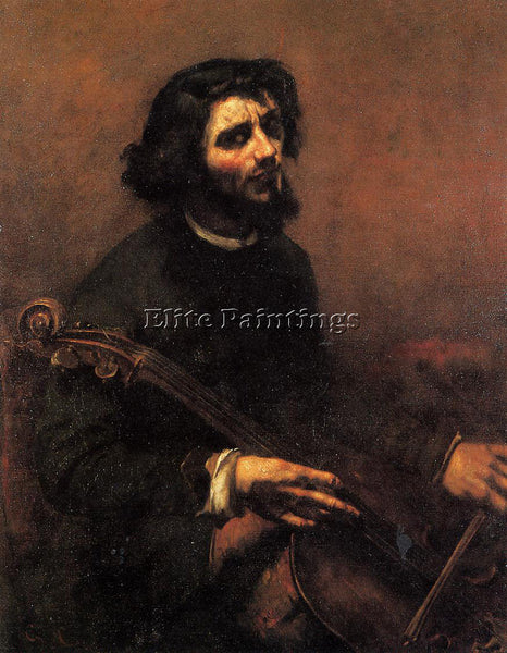 GUSTAVE COURBET THE CELLIST SELF PORTRAIT ARTIST PAINTING REPRODUCTION HANDMADE