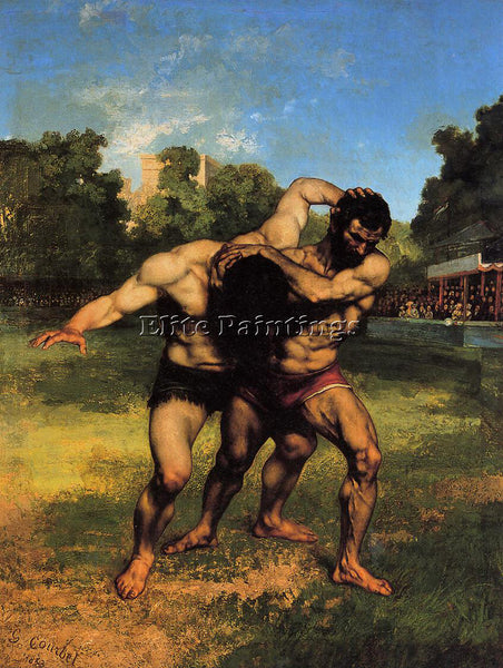 GUSTAVE COURBET THE WRESTLERS ARTIST PAINTING REPRODUCTION HANDMADE CANVAS REPRO