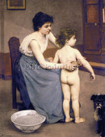 FRENCH COURTAT LOUIS AFTER THE BATH ARTIST PAINTING REPRODUCTION HANDMADE OIL