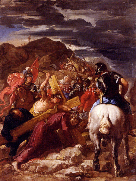 FRENCH COURTOIS GUILLAUME CHRIST ON THE ROAD TO CALVARY ARTIST PAINTING HANDMADE