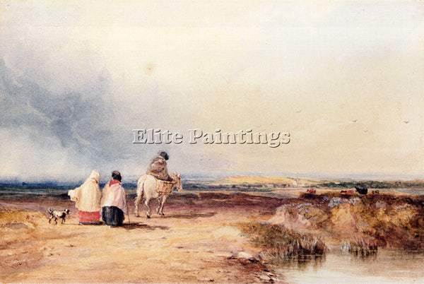 DAVID COX TRAVELLERS ON A COUNTRY TRACK ARTIST PAINTING REPRODUCTION HANDMADE