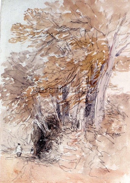 DAVID COX TREE LINED LANE WITH STEEP BANKS ARTIST PAINTING REPRODUCTION HANDMADE
