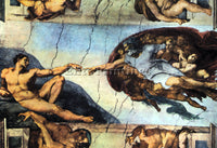 MICHELANGELO CREATION OF ADAM ARTIST PAINTING REPRODUCTION HANDMADE CANVAS REPRO