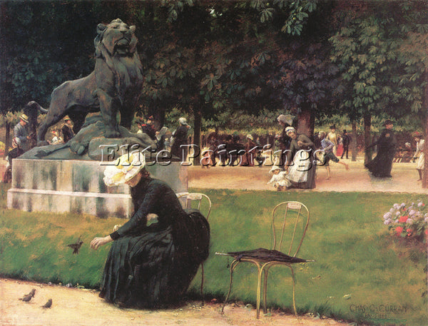 CHARLES COURTNEY CURRAN IN THE LUXEMBOURG GARDEN 1889 ARTIST PAINTING HANDMADE