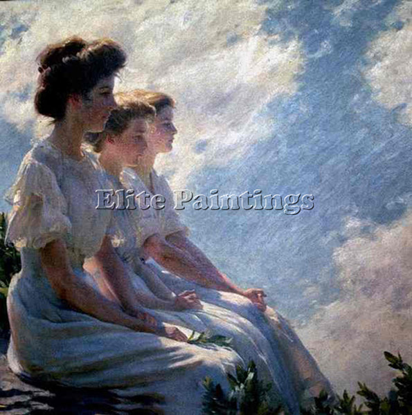 CHARLES COURTNEY CURRAN ON THE HEIGHTS ARTIST PAINTING REPRODUCTION HANDMADE OIL