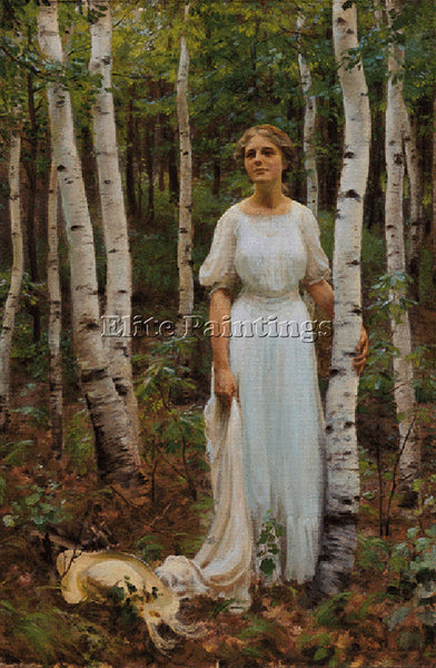 CHARLES COURTNEY CURRAN WOODLAND SOLITUDE ARTIST PAINTING REPRODUCTION HANDMADE