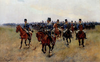 JOSE CUSACHS Y CUSACHS MOUNTED CAVALRY ARTIST PAINTING REPRODUCTION HANDMADE OIL