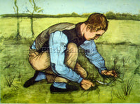 VAN GOGH CUTTING GRASS ARTIST PAINTING REPRODUCTION HANDMADE CANVAS REPRO WALL