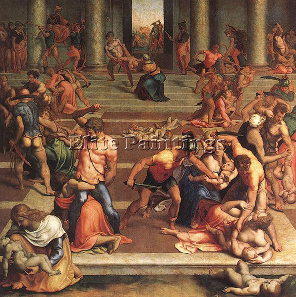 ITALIAN DANIELE DA VOLTERRA THE MASSACRE OF THE INNOCENTS ARTIST PAINTING CANVAS