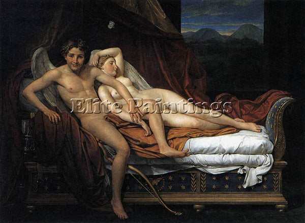 JACQUES-LOUIS DAVID CUPID AND PSYCHE ARTIST PAINTING REPRODUCTION HANDMADE OIL
