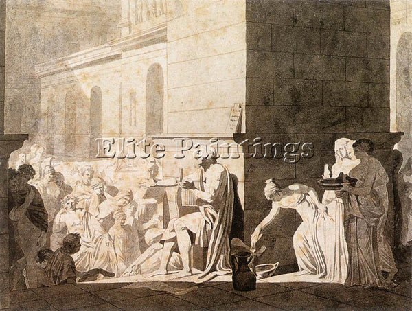 JACQUES-LOUIS DAVID HOMER RECITING HIS VERSES TO THE GREEKS ARTIST PAINTING OIL