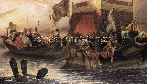PAUL DELAROCHE THE STATE BARGE OF CARDINAL RICHELIEU ON THE RHONE ARTIST CANVAS
