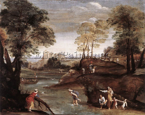 DOMENICHINO LANDSCAPE WITH FORD ARTIST PAINTING REPRODUCTION HANDMADE OIL CANVAS