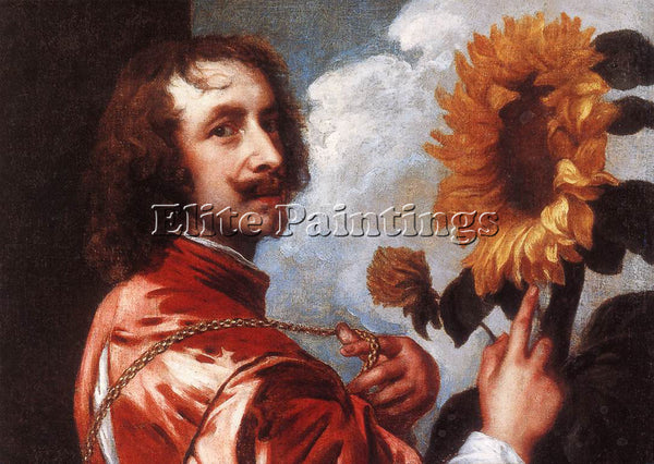 SIR ANTONY VAN DYCK SELF PORTRAIT WITH A SUNFLOWER ARTIST PAINTING REPRODUCTION