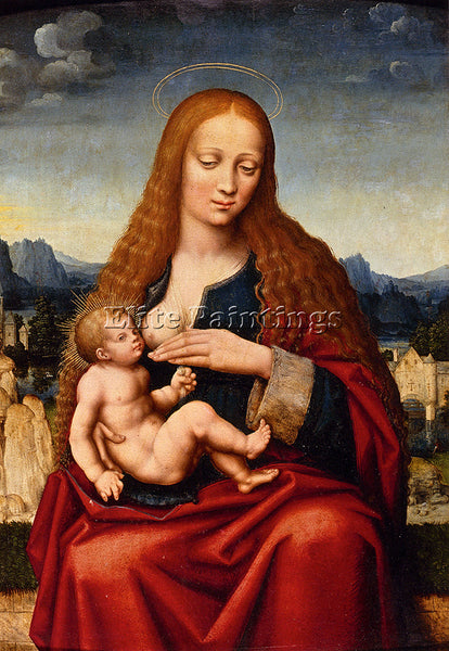 D OGGIONO MARCO MADONNA AD CHILD IN A LANDSCAPE ARTIST PAINTING REPRODUCTION OIL
