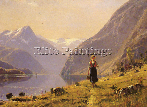 HANS DAHL NORWEGIAN 01849 TO 1937 BY THE FJORD O C 49 5 BY 67 3CM ARTIST CANVAS