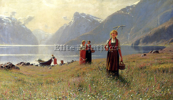 HANS DAHL A SUMMERS DAY ARTIST PAINTING REPRODUCTION HANDMADE CANVAS REPRO WALL