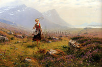 HANS DAHL RETURNING FROM THE FIELDS ARTIST PAINTING REPRODUCTION HANDMADE OIL