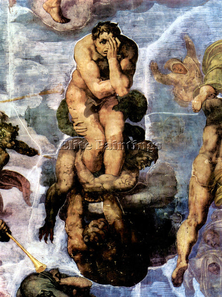 MICHELANGELO DAMNED WITH FIGURES OF THE UNDERWORLD ARTIST PAINTING REPRODUCTION