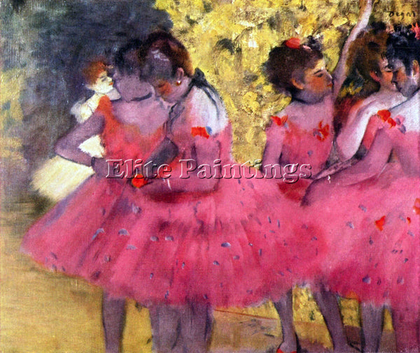DEGAS DANCERS IN PINK BETWEEN THE SCENES ARTIST PAINTING REPRODUCTION HANDMADE