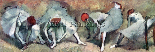 DEGAS DANCERS LACE THEIR SHOES ARTIST PAINTING REPRODUCTION HANDMADE OIL CANVAS