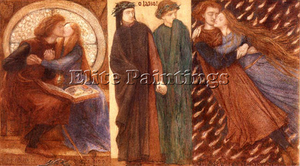 DANTE GABRIEL ROSSETTI PAOLO AND FRANCESCA 1849 62 ARTIST PAINTING REPRODUCTION