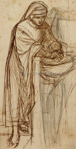 DANTE GABRIEL ROSSETTI STUDY FOR DANTE AT VERONA WITH A PRELIMINARY PAINTING OIL