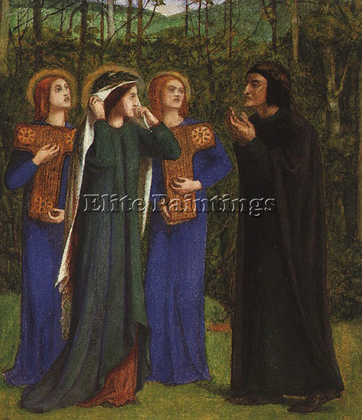 DANTE GABRIEL ROSSETTI THE MEETING OF DANTE AND BEATRICE IN PARADISE OIL CANVAS