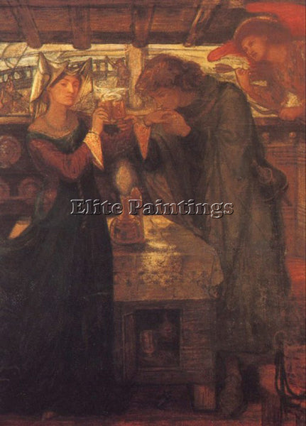 DANTE GABRIEL ROSSETTI TRISTRAM AND ISOLDE DRINKING THE LOVE POTION PAINTING OIL