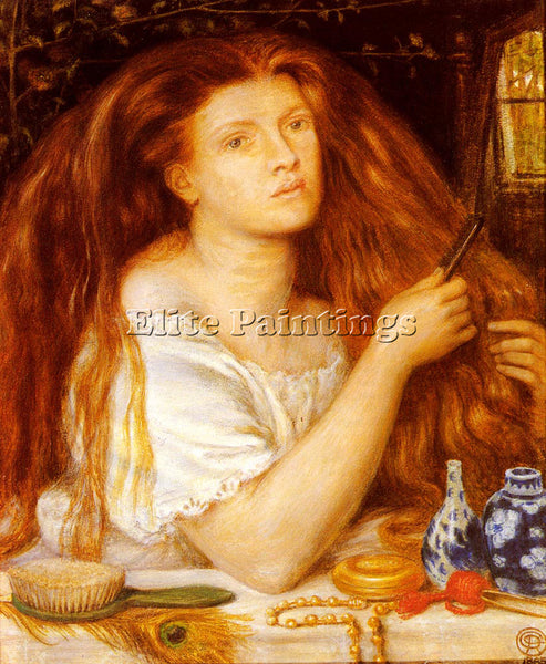 DANTE GABRIEL ROSSETTI WOMAN COMBING HER HAIR ARTIST PAINTING REPRODUCTION OIL