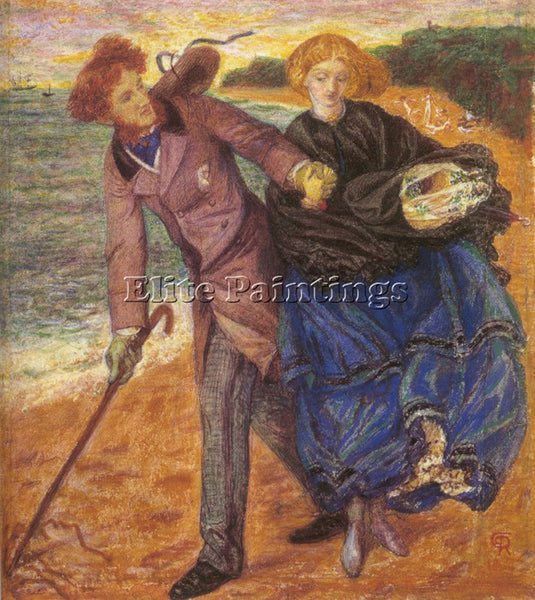 DANTE GABRIEL ROSSETTI WRITING ON THE SAND ARTIST PAINTING REPRODUCTION HANDMADE