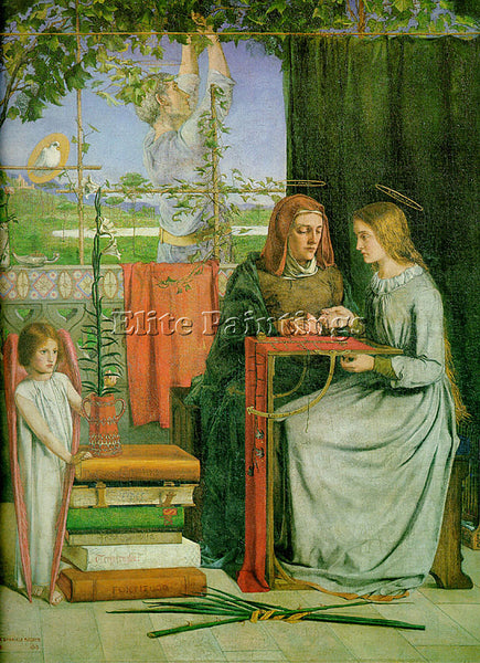 DANTE GABRIEL ROSSETTI THE CHILDHOOD OF THE VIRGIN ARTIST PAINTING REPRODUCTION